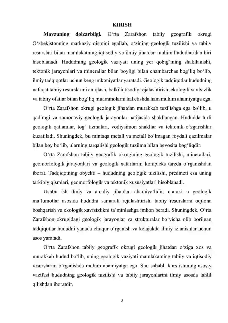 O'RTA ZARAFSHON TABIIY GEOGRAFIK OKRUGINING GEOLOGIK VAZIYATI 3