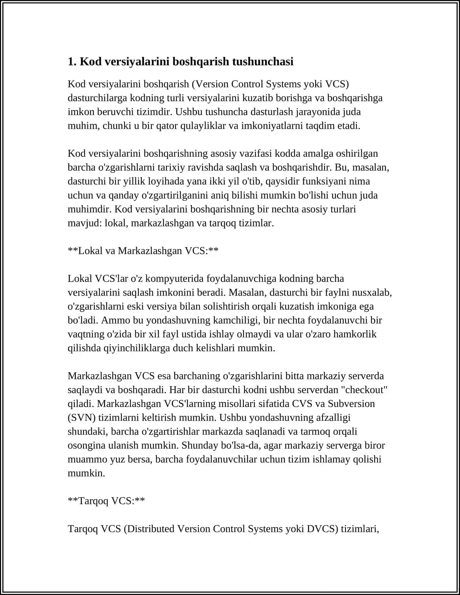 MANBA KODINING VERSIYALARINI BOSHGARISH VA ULARGA TAHLIL QILISH 3