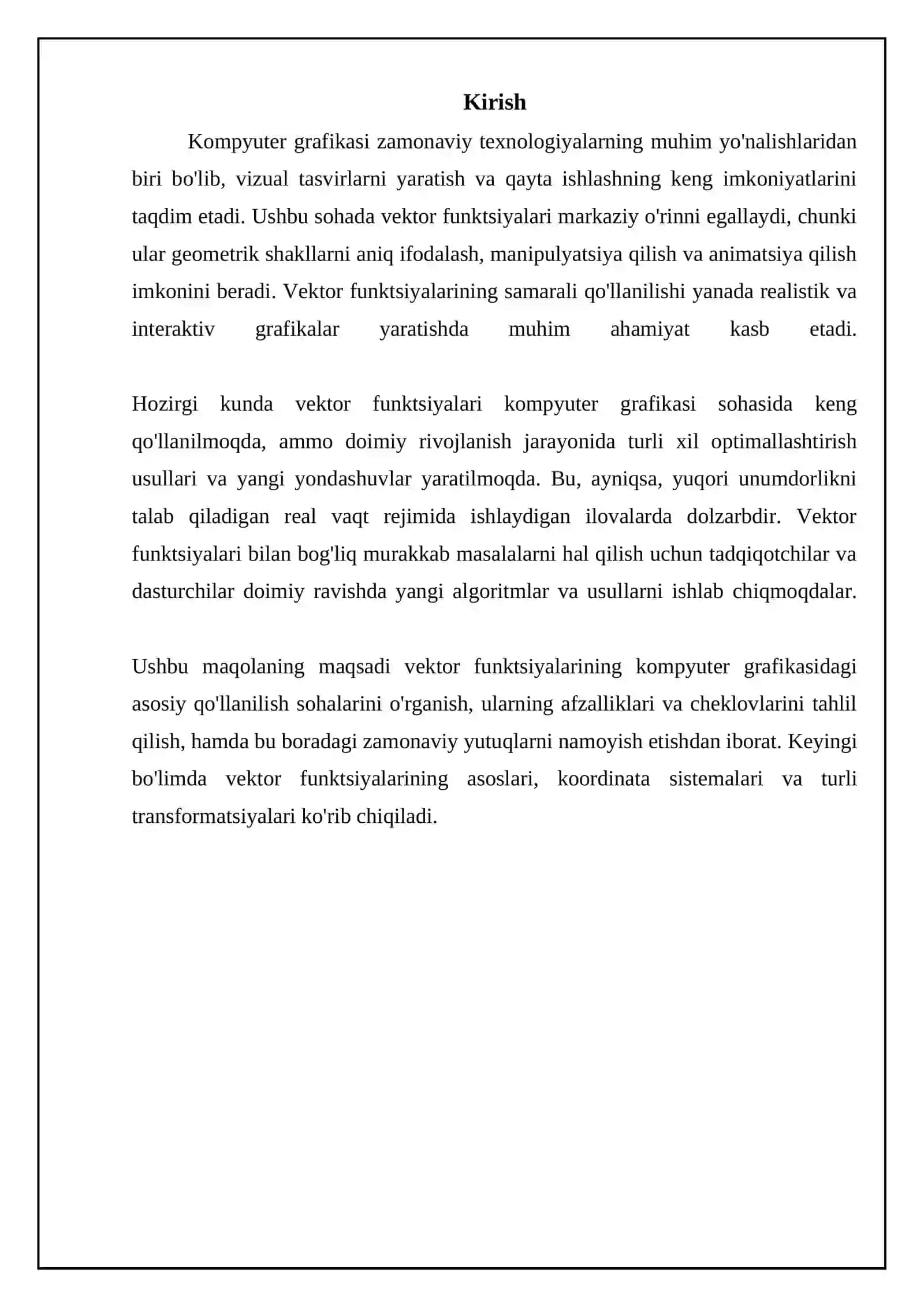 Vektor Funksiyalarning Kampyuter grafimasidagi tatbigi 3