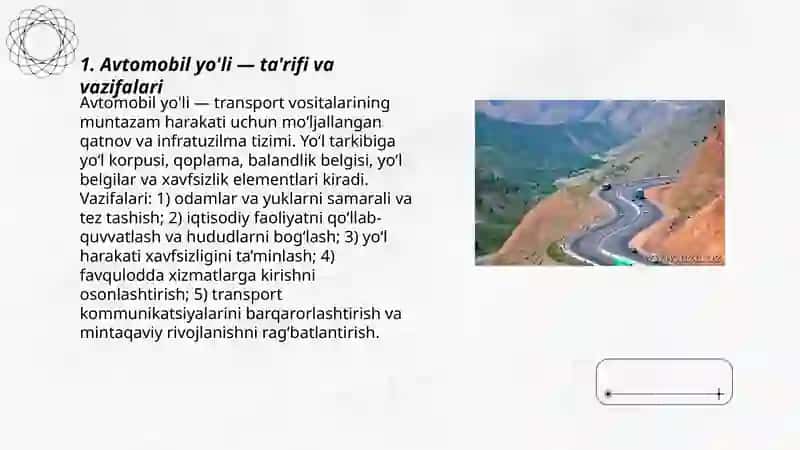 Avtomobil yollari haqida umumiy tushunchalar 3