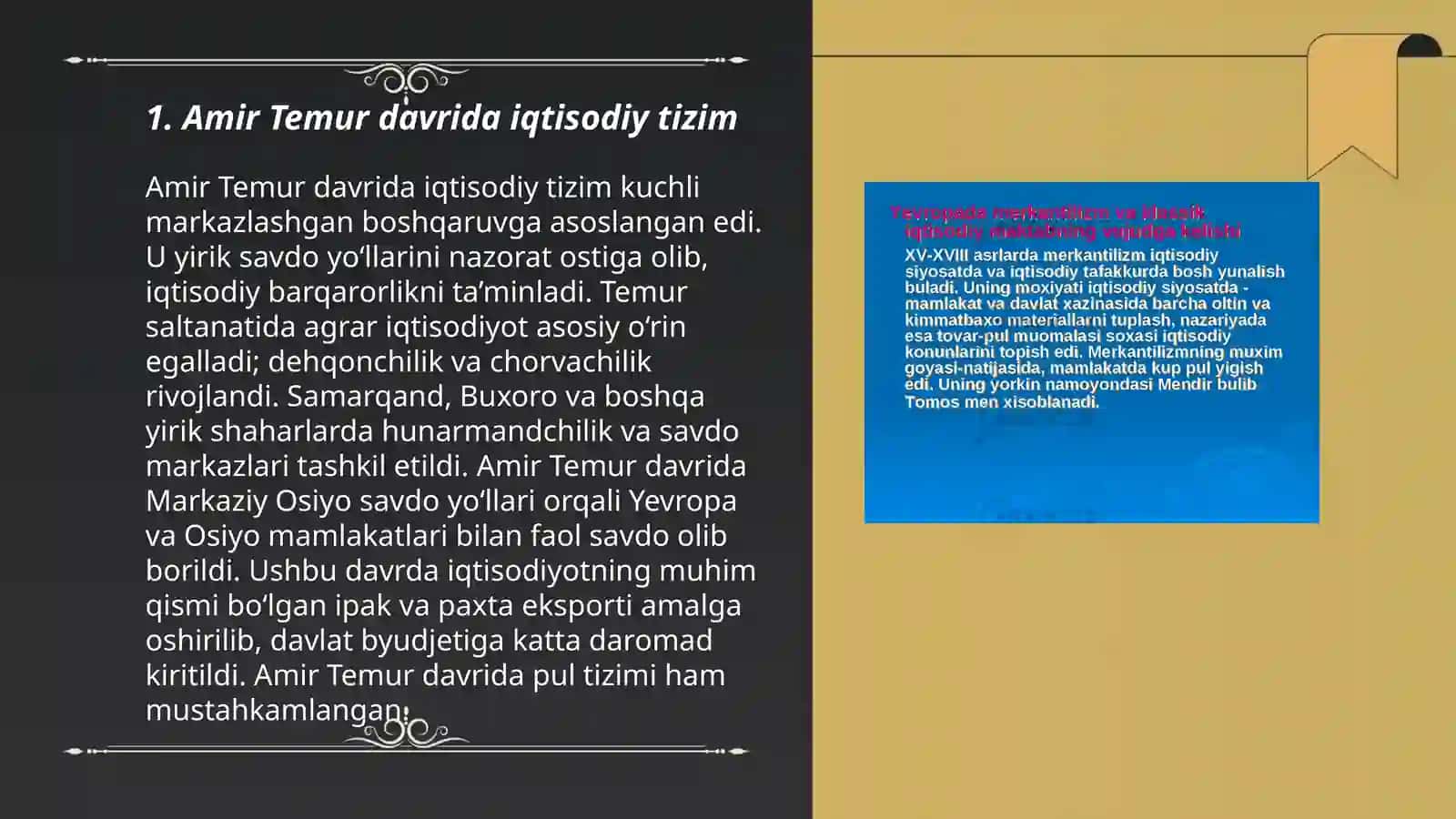 Amir Temur davri iqtisodiy tizim 3