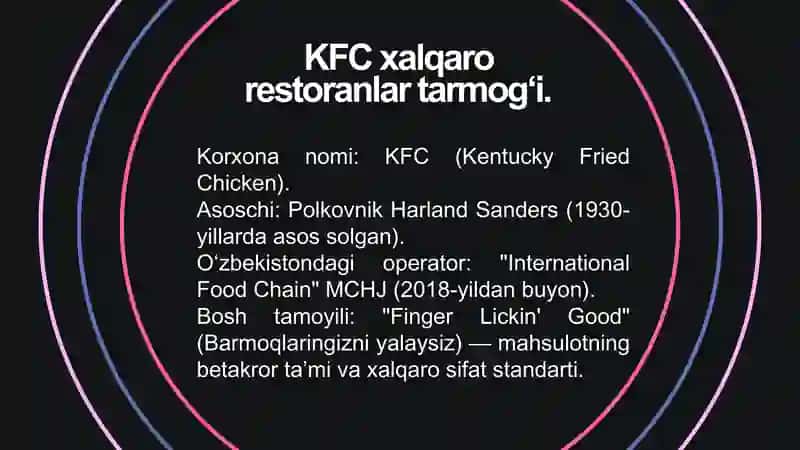 KFC (Kentucky Fried Chicken)kompaniyasi 3