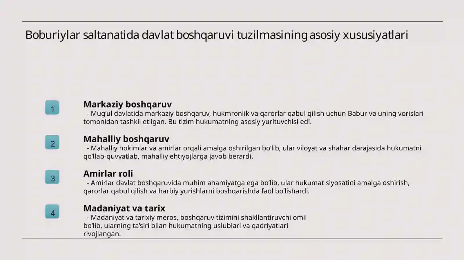 Boburiylar saltanatida davlat boshqaruvi 3