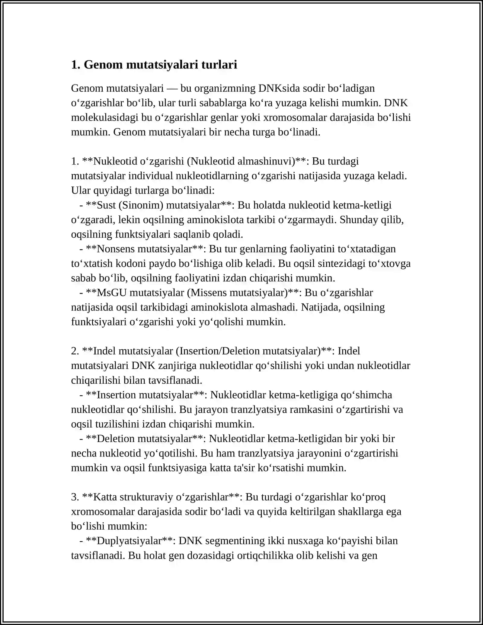GENOM MUTATSIYALARI 3