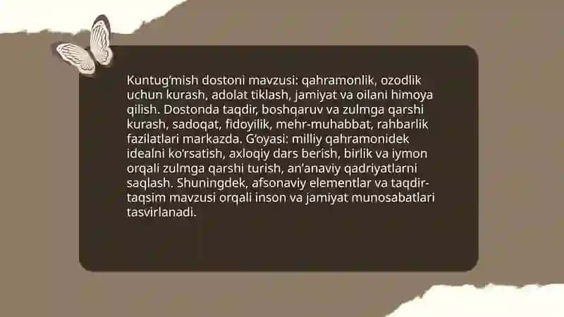 Kuntug‘mish dostoni tahlili 3
