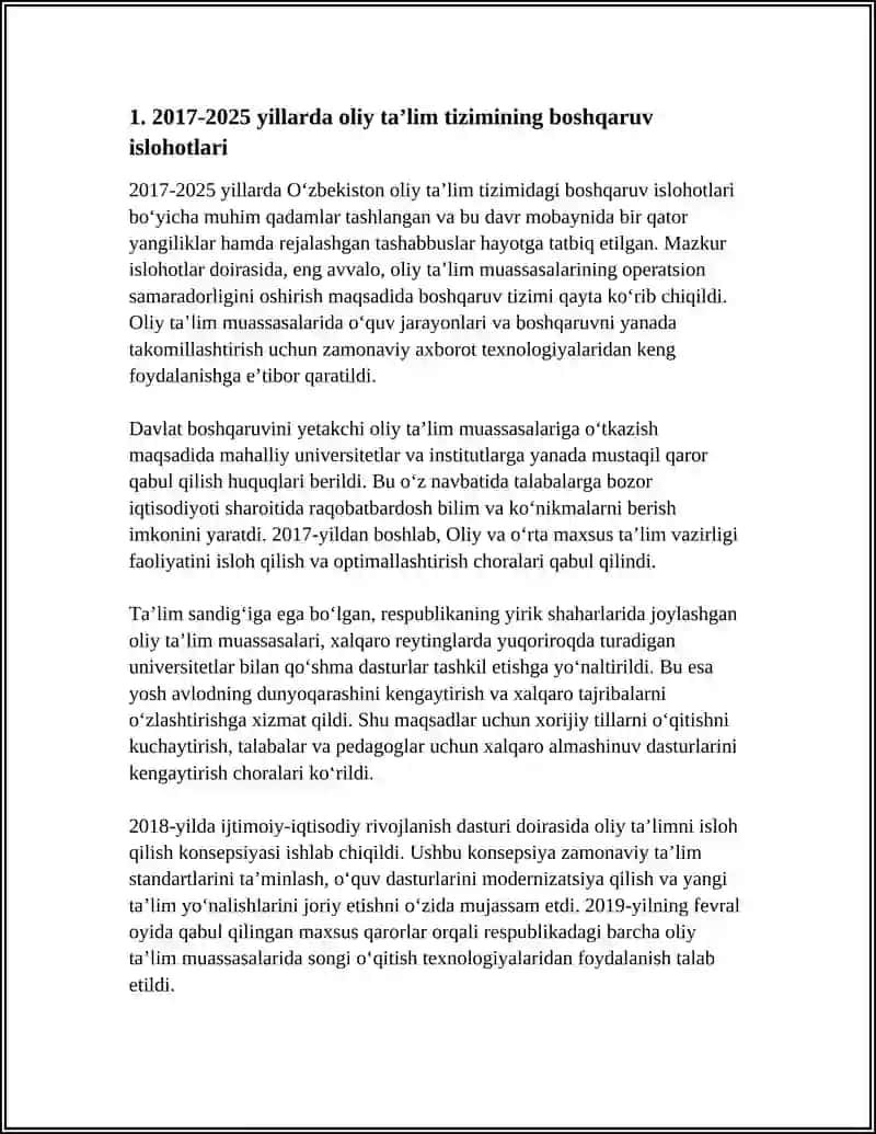 MUSTAQILLIK YILLARIDA OLIY TA’LIM TIZIMI VA UNDAGI ISLOHOTLAR (2017-2025 YILLAR MISOLIDA) 3