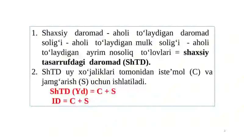 Uyxo‘jaliklarining iste’mol va jamg‘arish 3