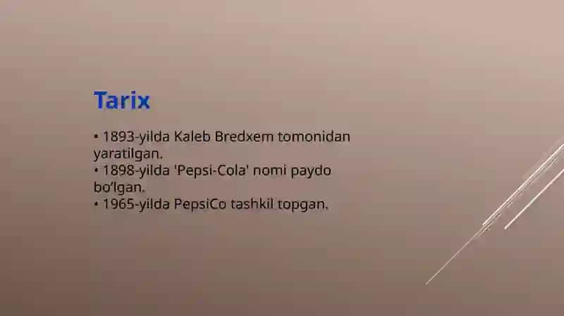 Pepsi KOMPANIYASI HAQIDA 3