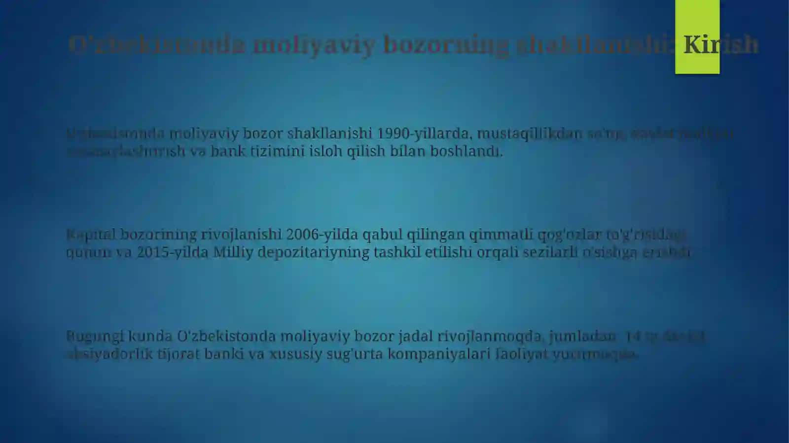 O'ZBEKISTONDA MOLIYA BOZORINING SHAKILLANISHI 3