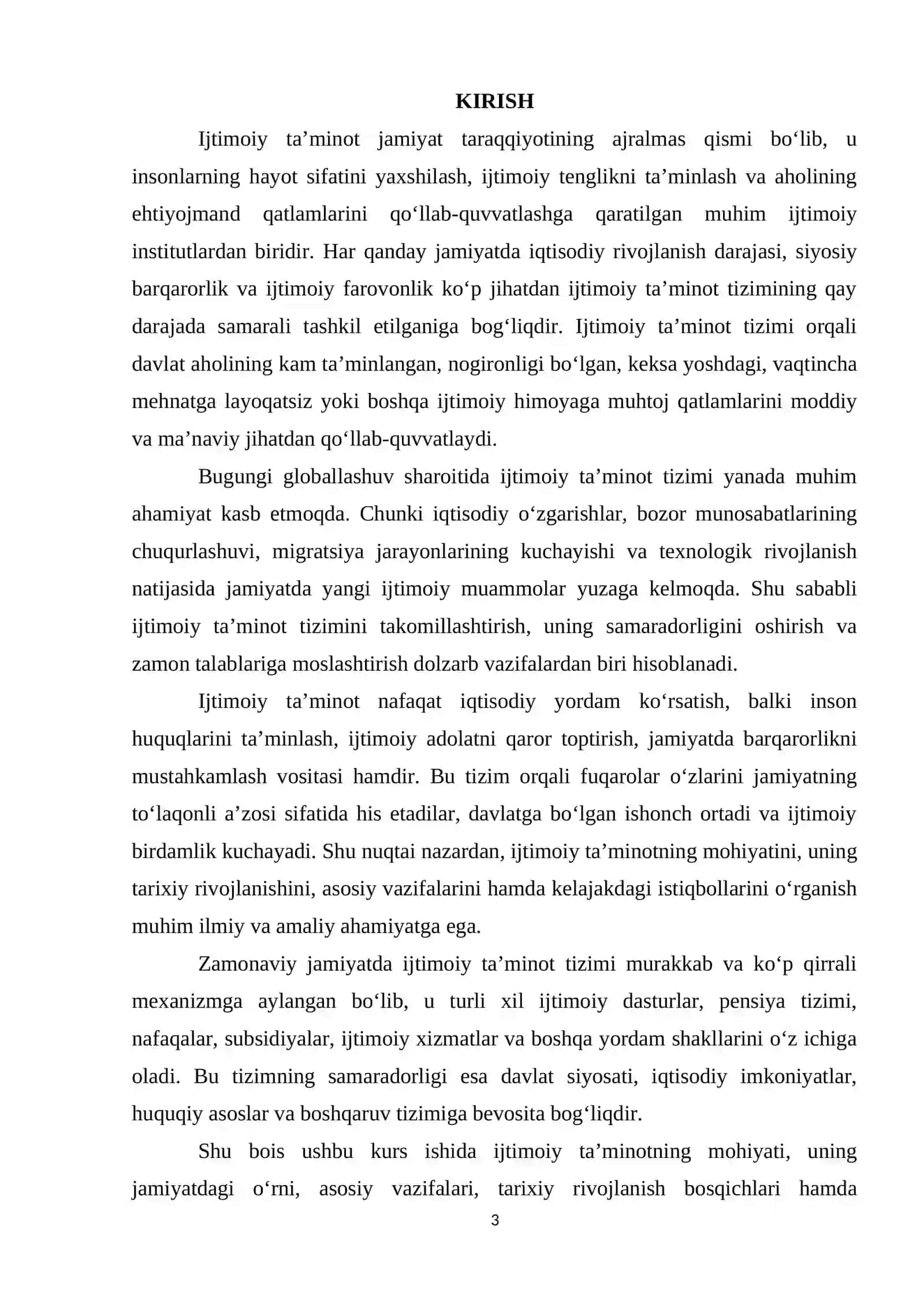 IJTIMOIY TAʼMINOT UNING VAZIFASI TARIXI VA KELAJAGI 3