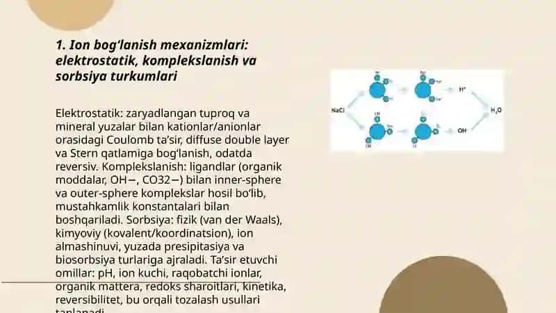 Tuproq va suvning ifloslanishida ion bogʻlanish ulardan tozalash usulini ishlab chiqarish 3