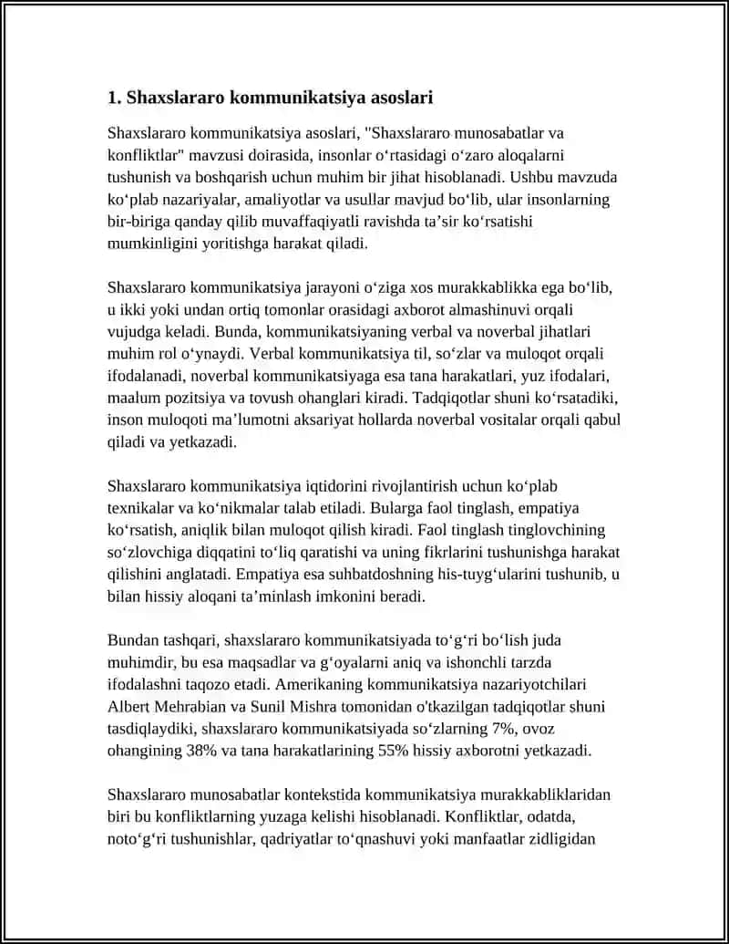 Shaxslararo munosabatlar va konfliktlar 3