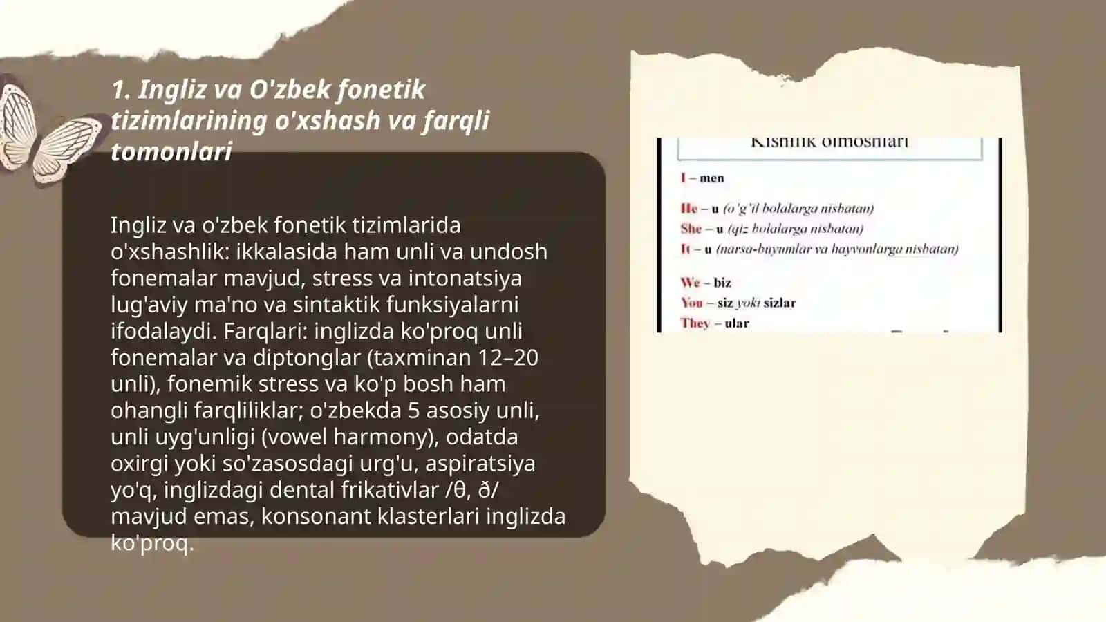 Ingliz va O'zbek tili farqlari 3