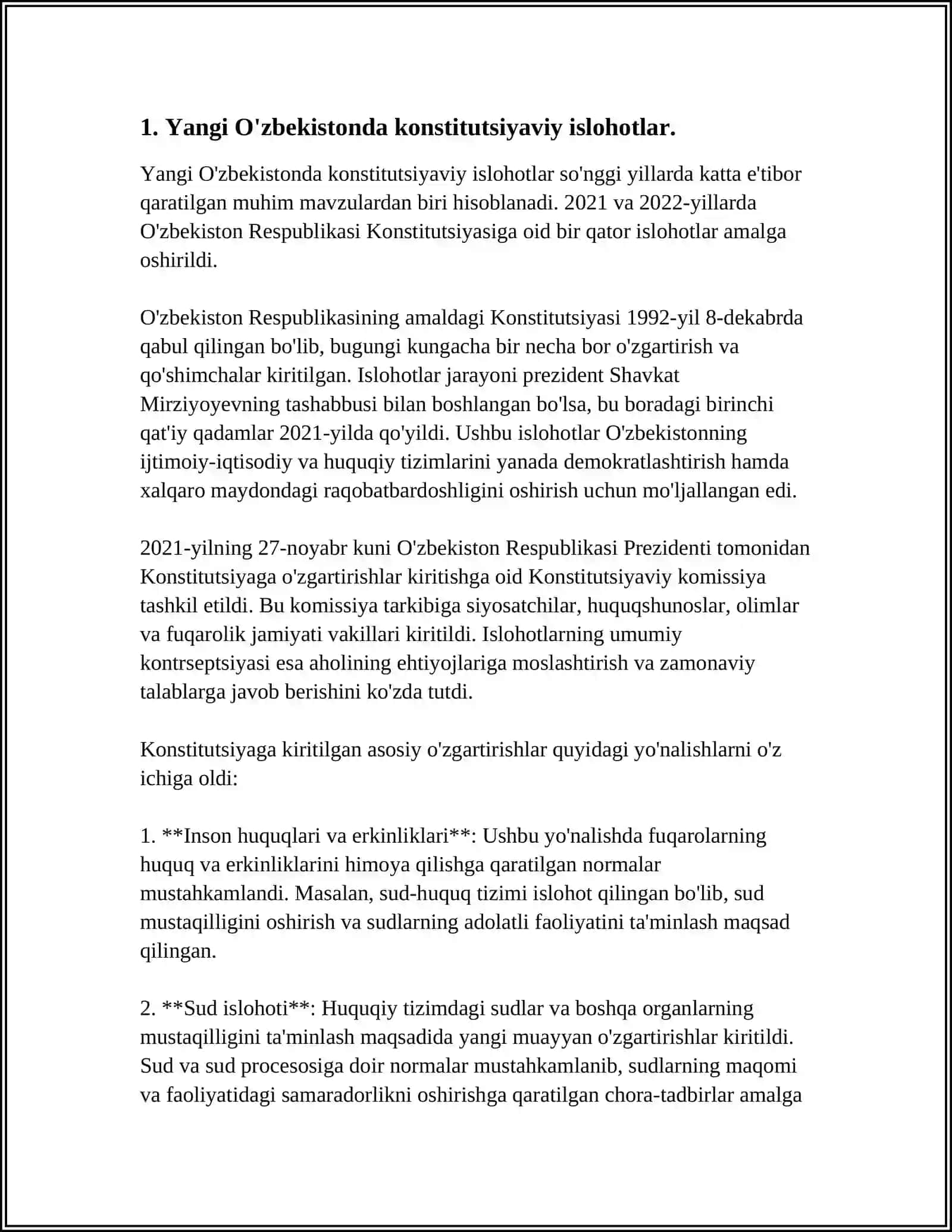 Yangi O'zbekistonda Prezident Sh.M.Mirziyoyev Raxbarligi va Tashabbusi Ostida Amalga Oshirilayotgan Ishlohtlar 3