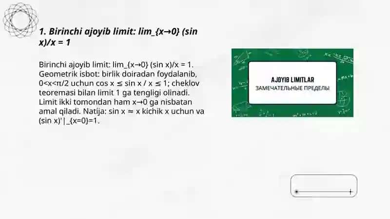 Birinchi va ikkinchi ajoyib limitlar 3