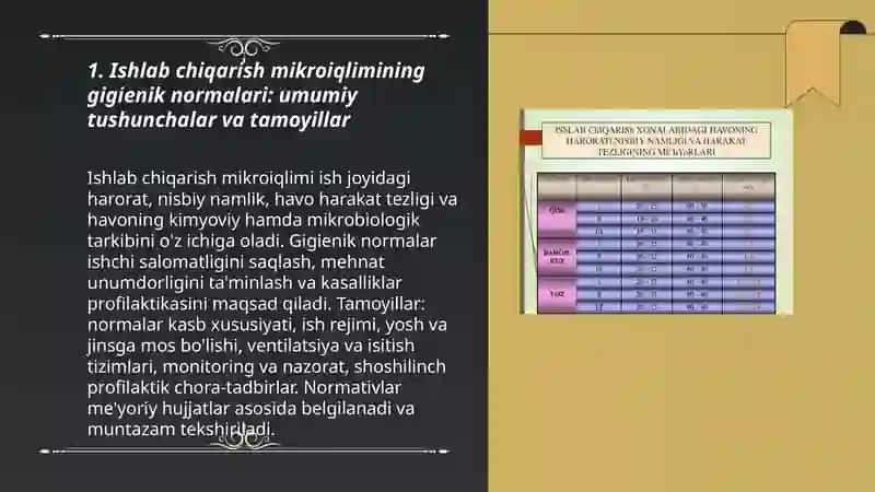 Ishlab chiqarish mikroiqlimining gigienik normalari 3