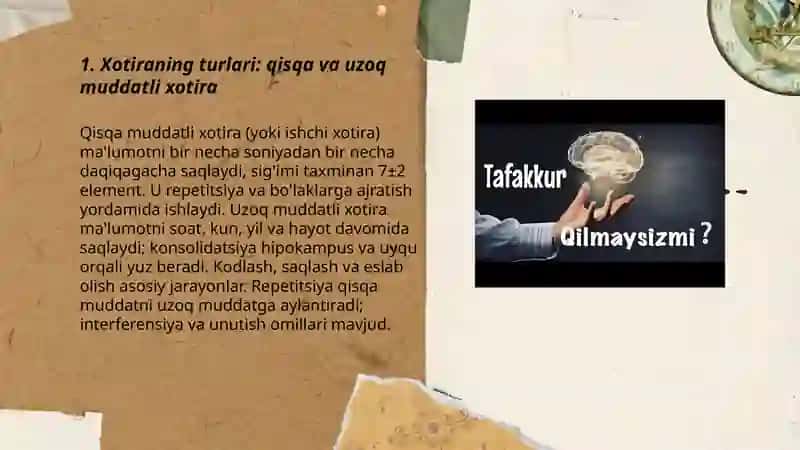 Xotira, tafakkur, Xayol 3