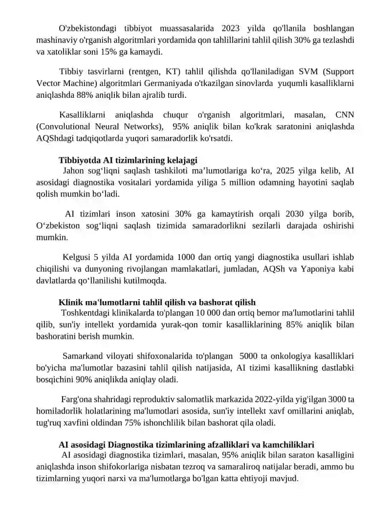 Tibbiy diagnostika ucun sun'iy intellekt tizmi 3