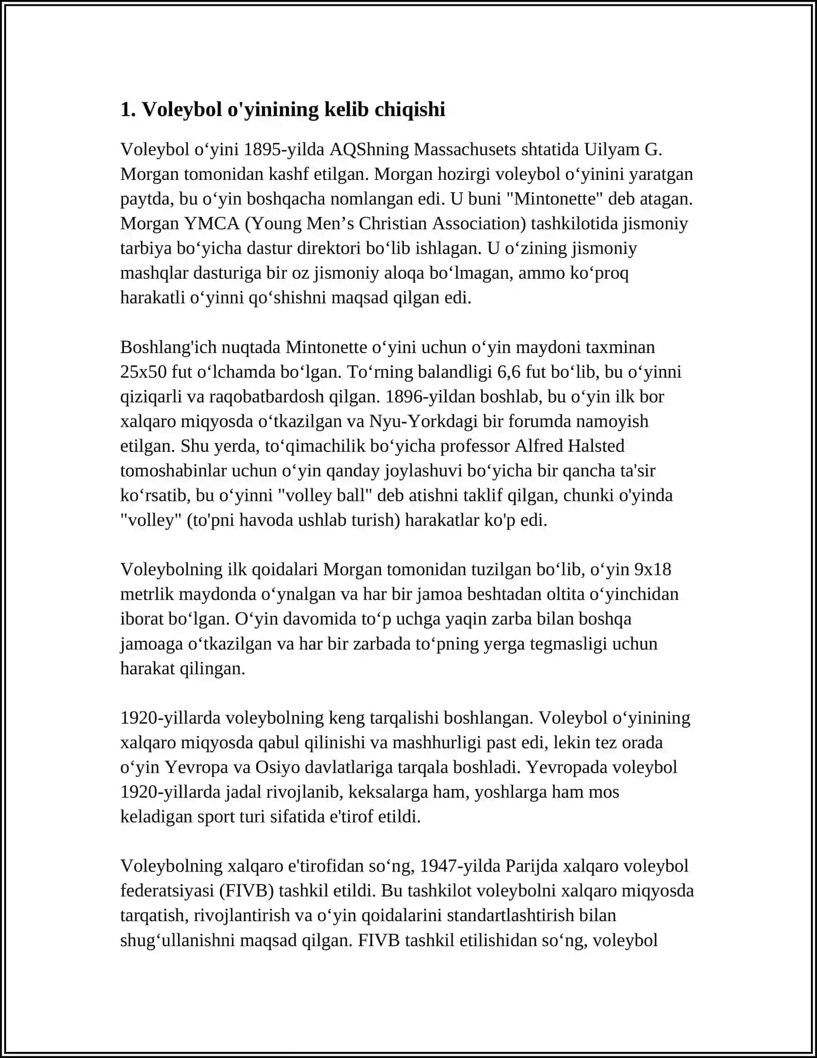 VOLEYBOL O'YININING RIVOJLANISH TARIXI 3