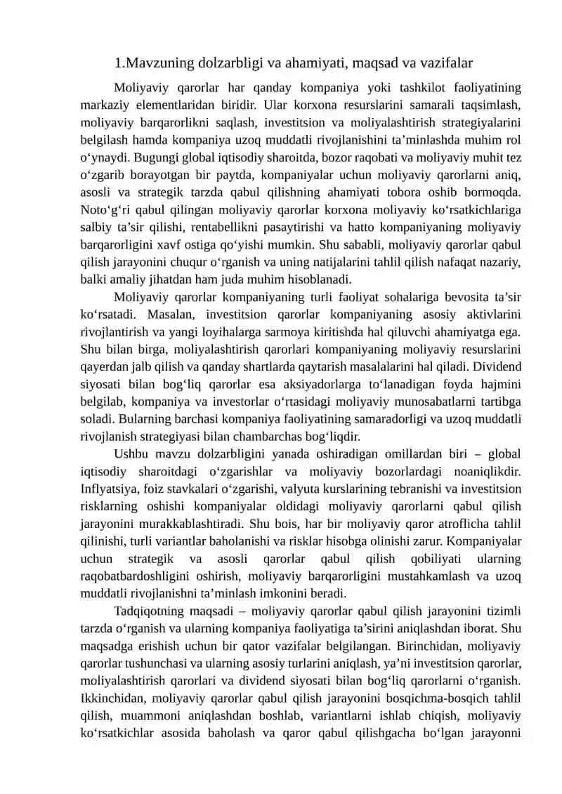 Moliyaviy qarorlar qabul qilish jarayonini oʻrganish 3
