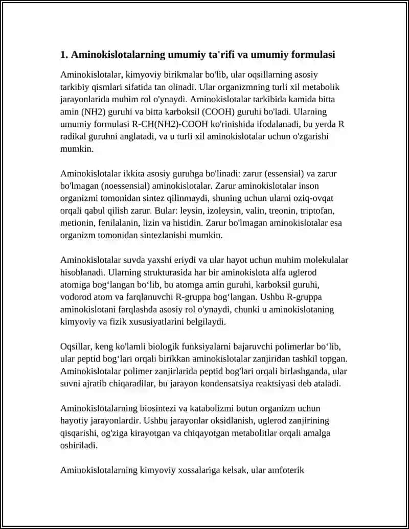 AMINOKISLOTALAR VA ULARNING XOSSALARI 3