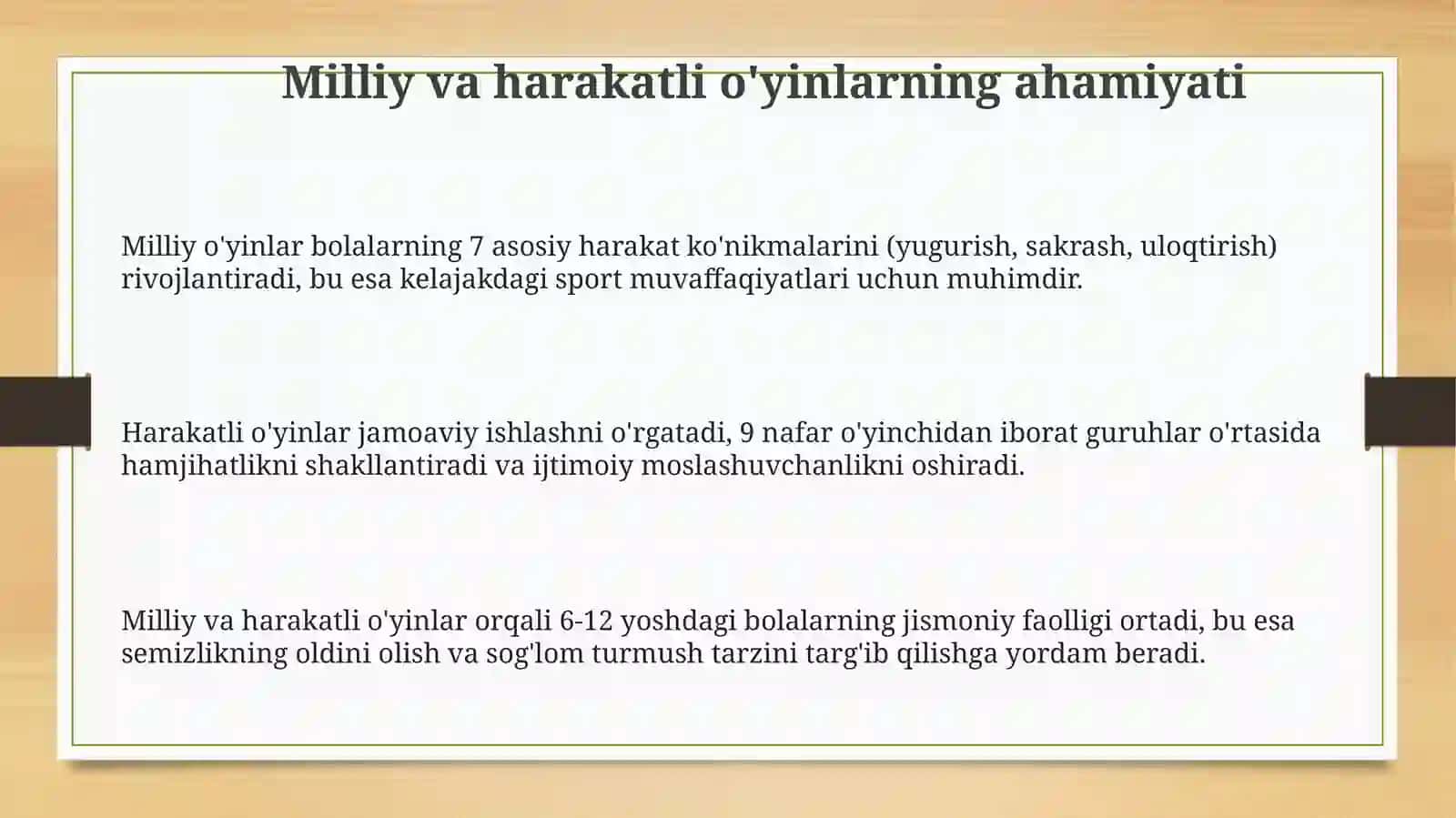 Gandbol sport turiga mos milliy va harakatli oʻyinlar 3