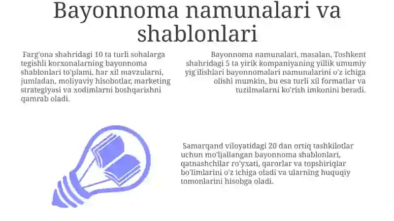 Bayonnomalar va Namunalar to'plami 3