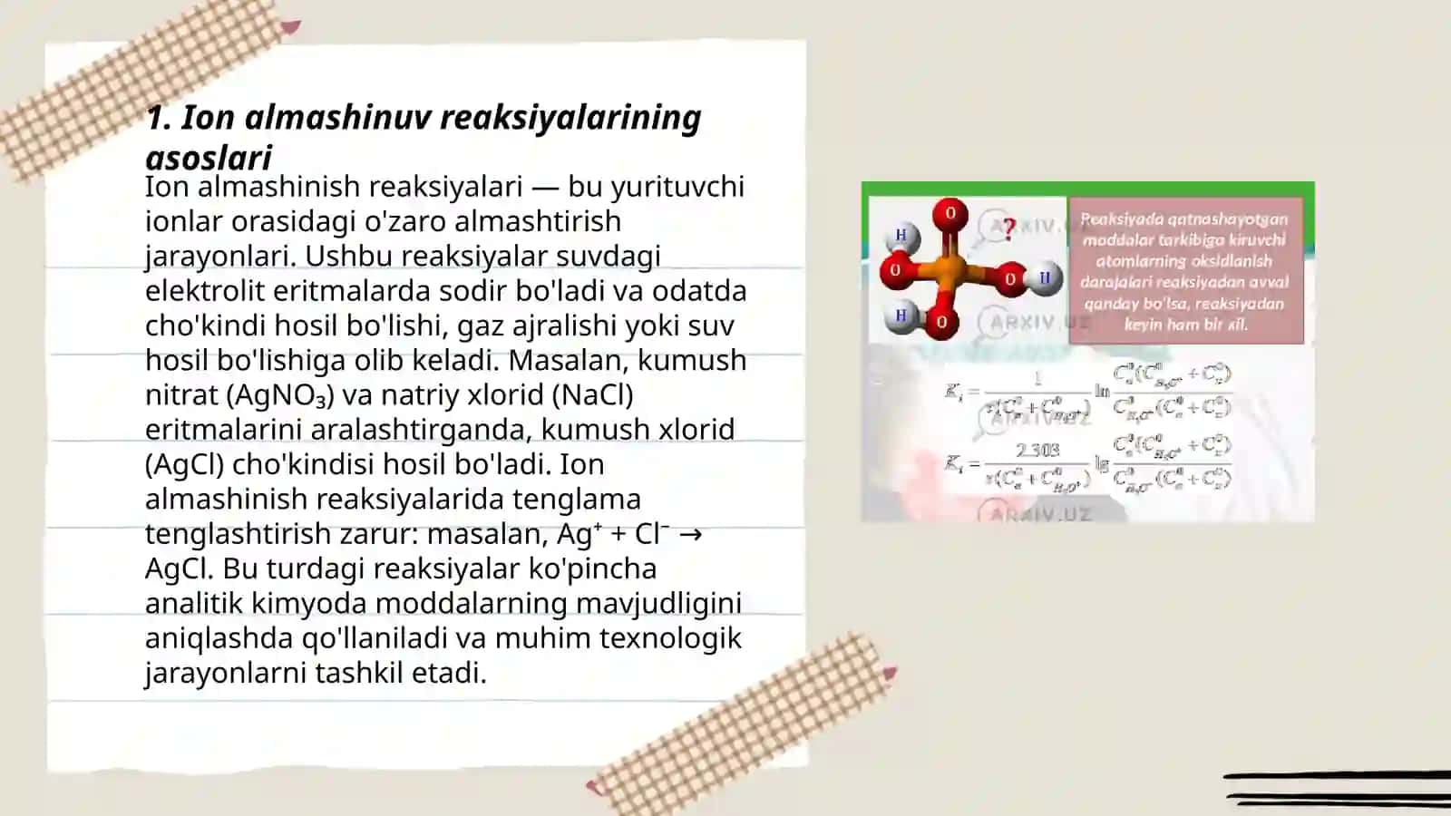 Ion almashinuv reaksiyalari 3