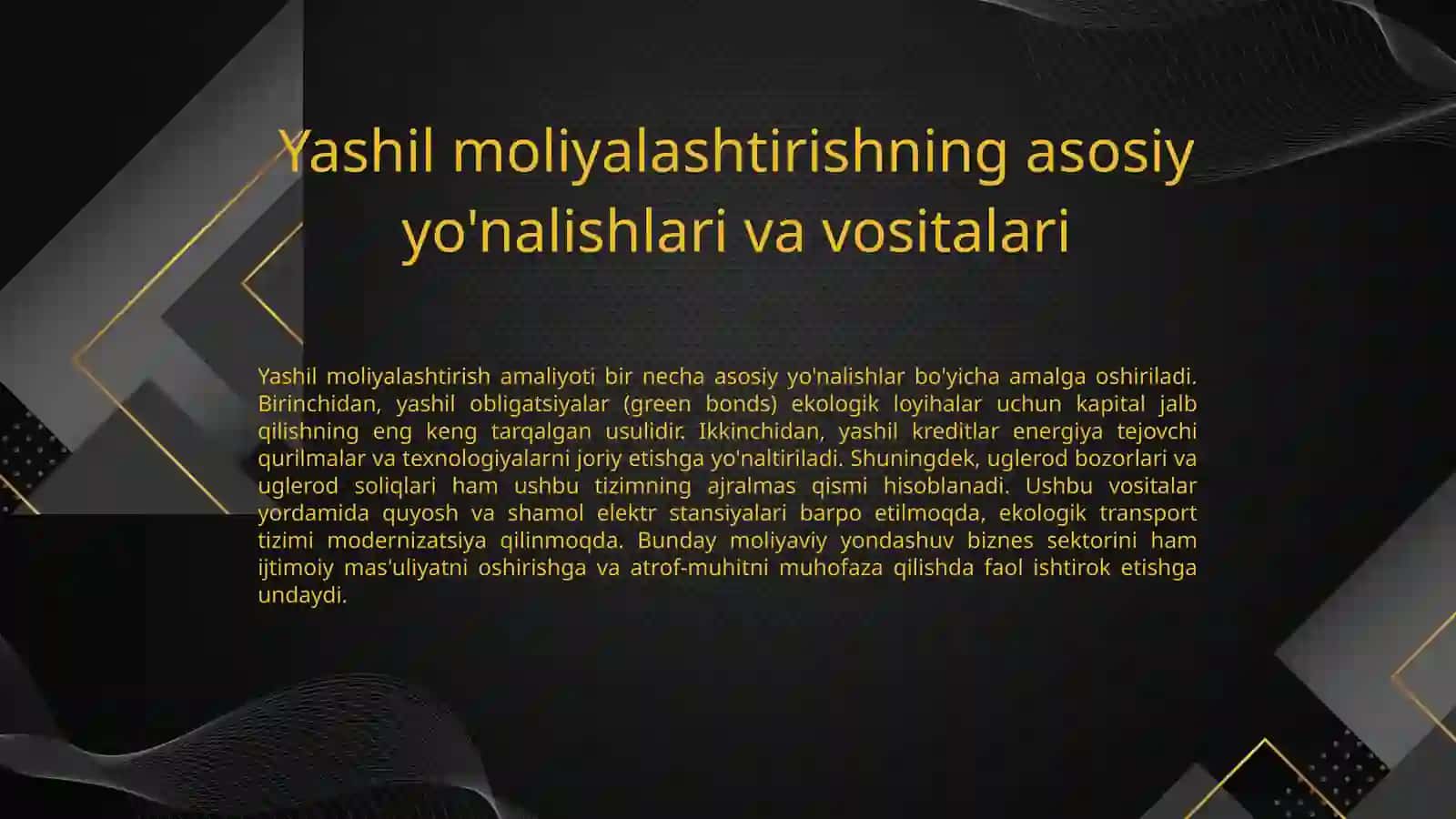 Yashil moliyalashtirish: Barqaror kelajak poydevori 3
