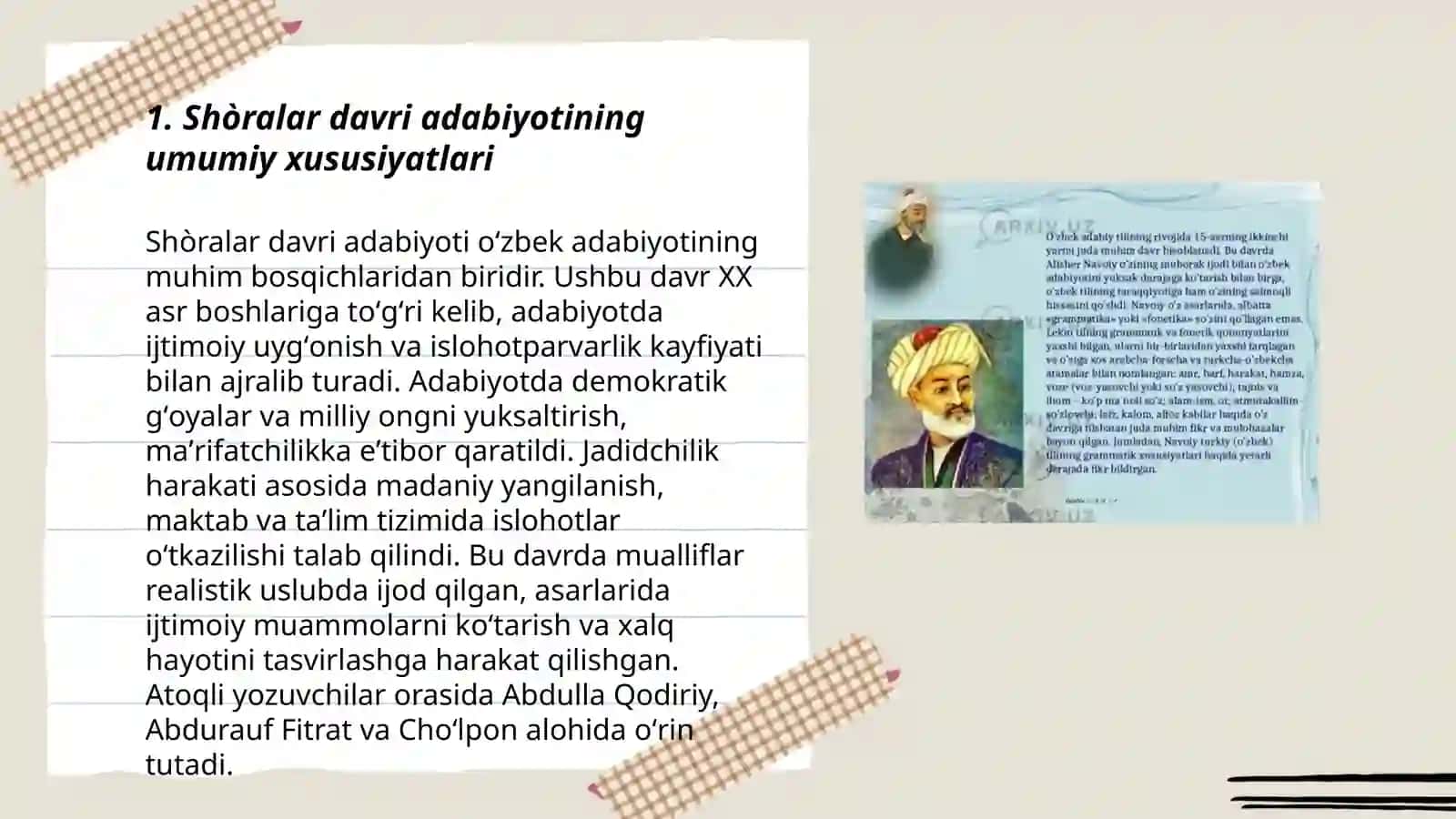 Shòralar davri adabiyotinamunalari bn tanishish 3