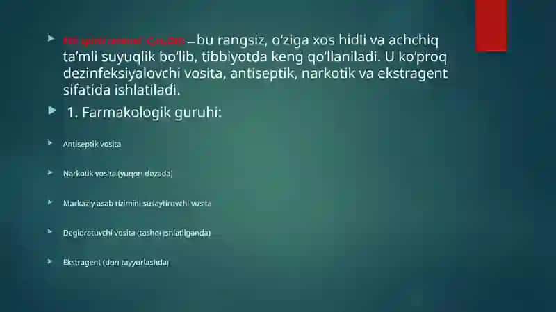 Etil spirti.Alkogolizm va uning asoratlari 3