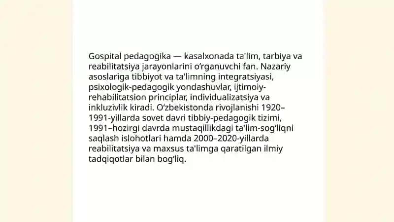 O‘zbekistonda gospital pedagogika fanining rivojlanish tarixi 3