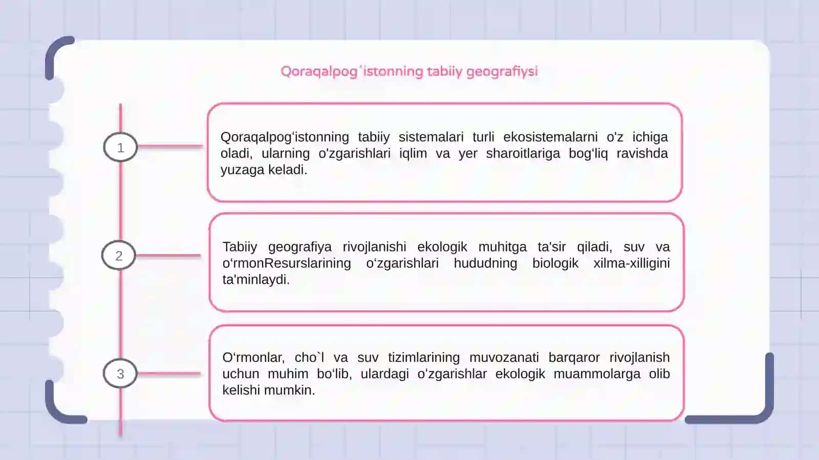 Qoraqalpogʻistonning tabiiy sistemalari va ulardagi oʻzgarishlar 3