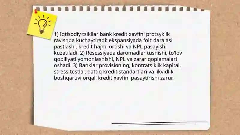 Bank Faoliyatda Risklarni boshqarish Fanidan: Iqtisodiy Faoliyatdagi risk 3