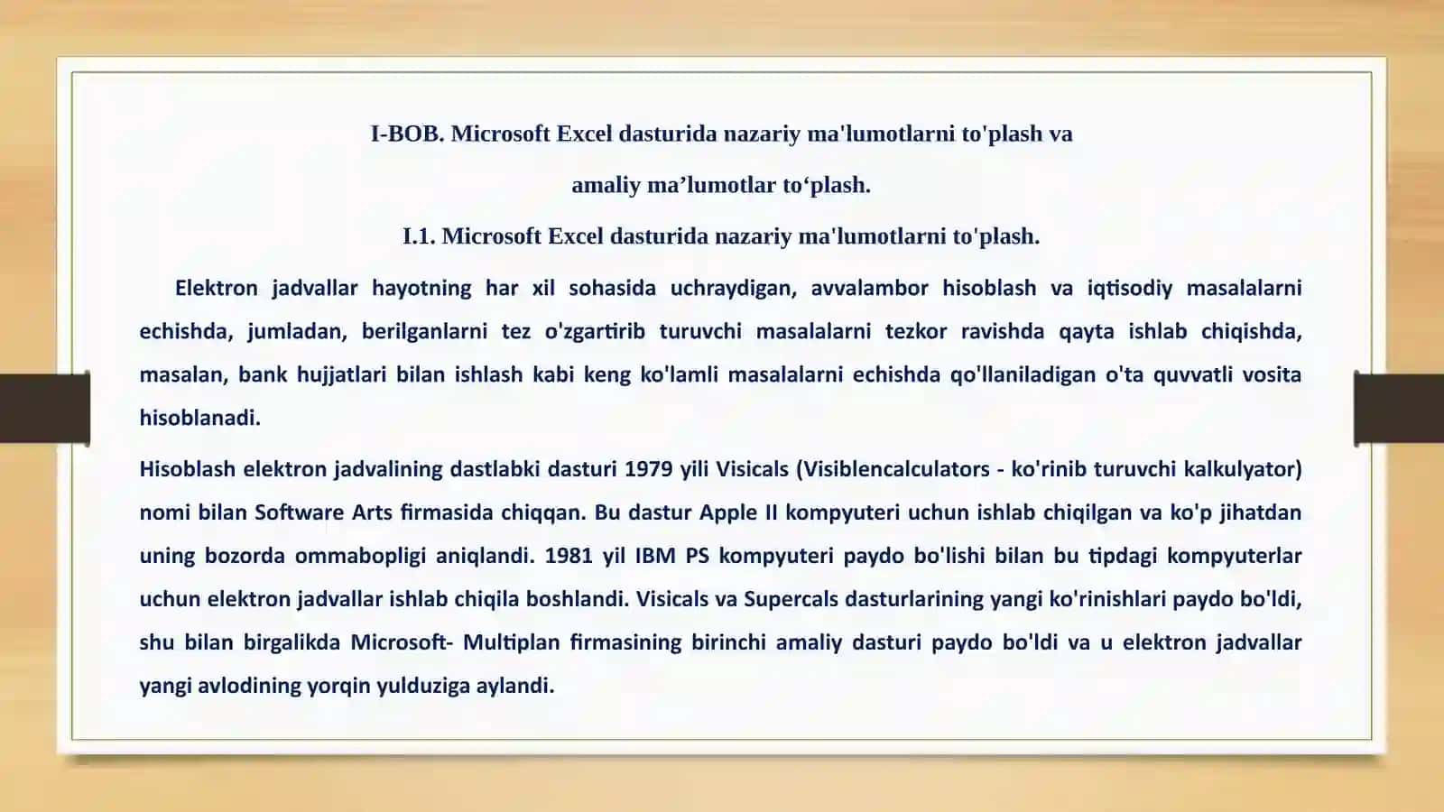 Microsoft Excel dasturida misollar yechish texnologiyasi 3