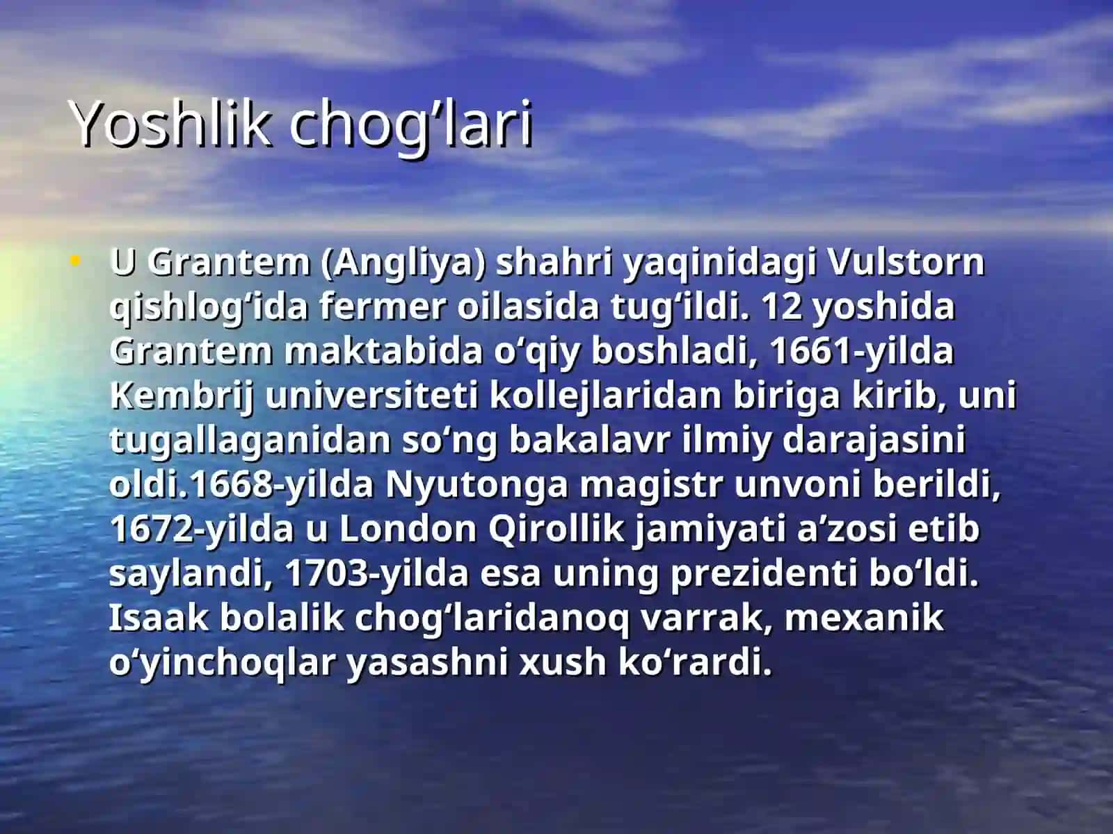 Issak Nyuton hayoti va ijodi 3