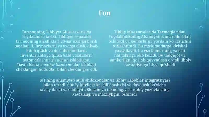 Tibbiy Muassasalarida At Tarmoqlaridan Foydalanish 3
