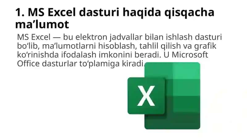 MS Excel dasturida diagramma va girafiklarni hosil qilish usullari 3