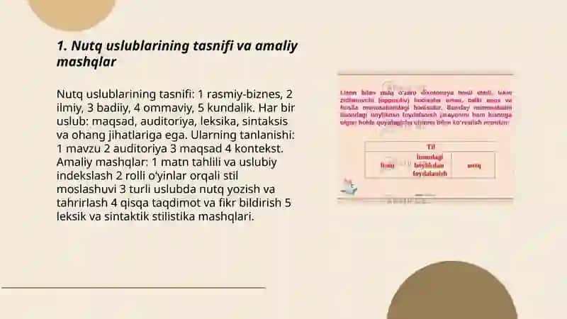 Nutq Uslublarini Amaliy Mashqlar 3
