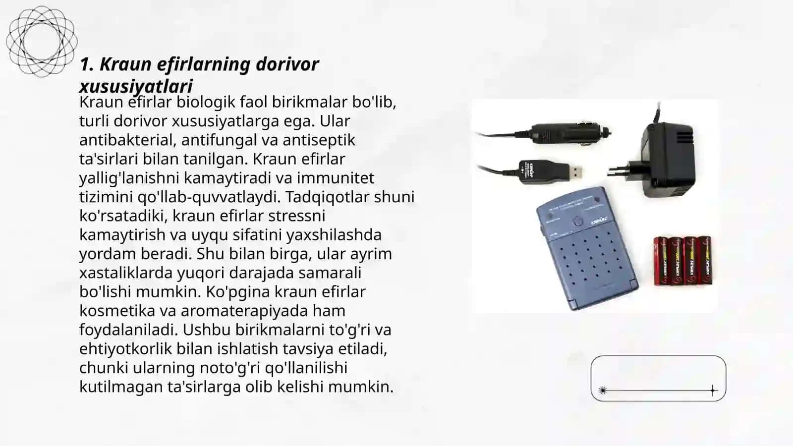 Kraun efirlarning dorivor xususiyatlari 3