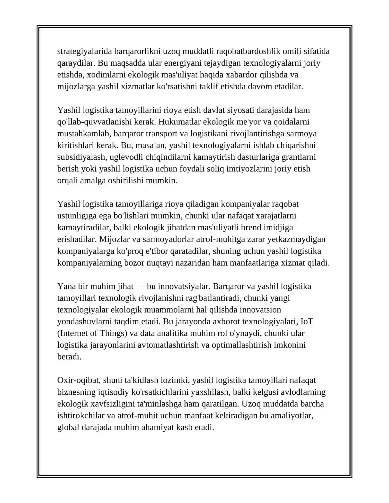 SUSTAINABLE AND GREEN LOGISTICS 3