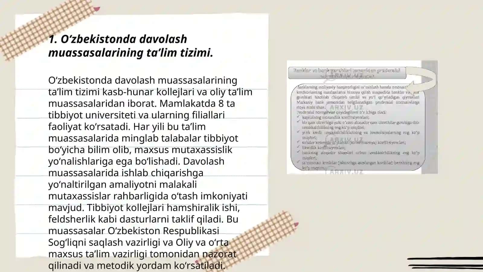 Oʻzbekistonda davolash profilaktika muassasalarida statsionar sharoitda uzoq muddat davolanishga muhtoj bolalarga umumiy taʼlim berishni tashkil etish 3