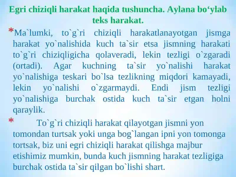 Egri chiziqli harakat 3