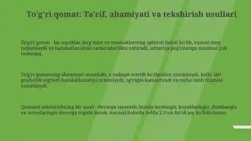 Toʻgʻri qomat va gavda mashqlari majmuasi 3
