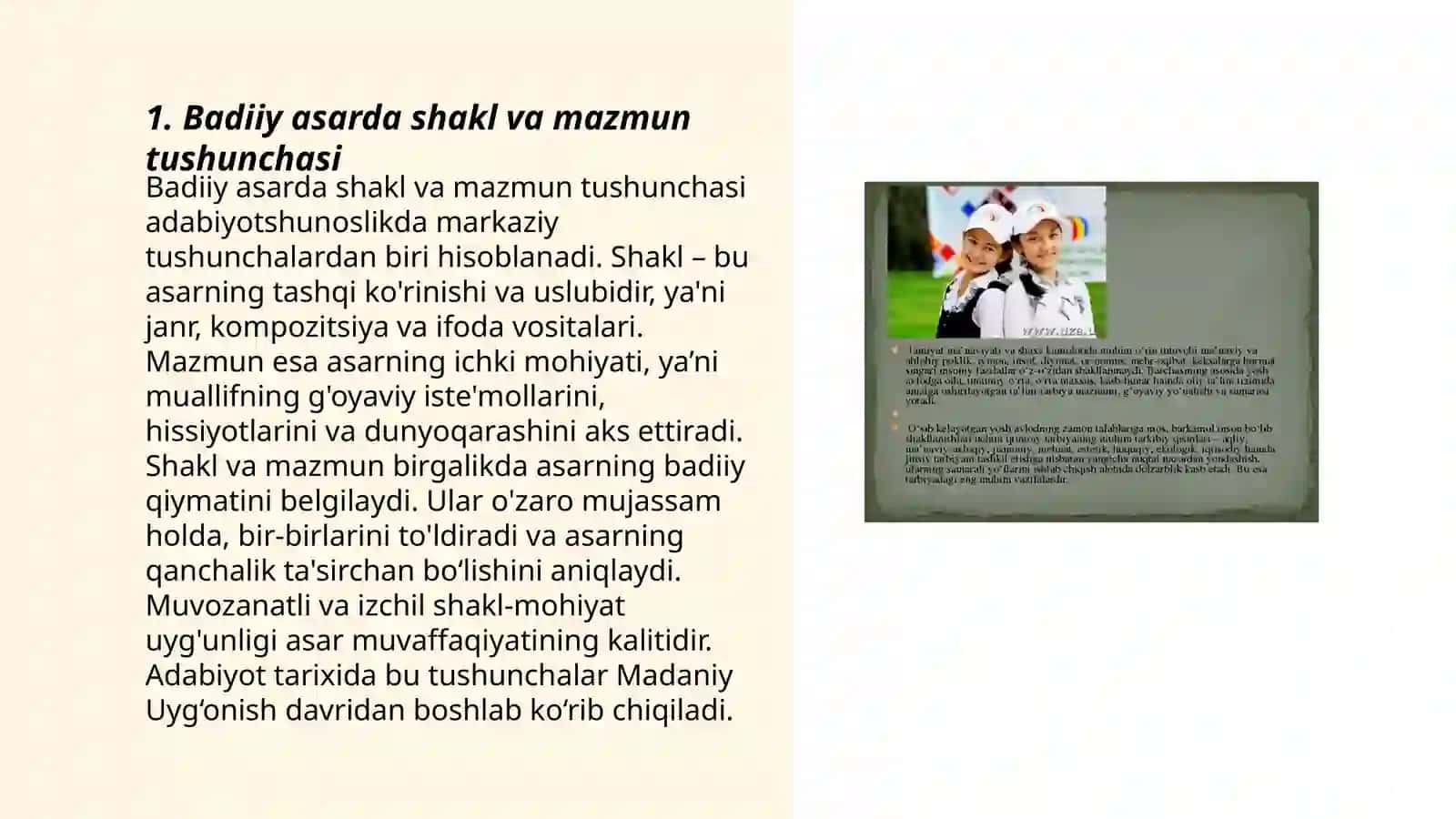 Badiiy asarda shakl va mazmunning mutanosibligi 3