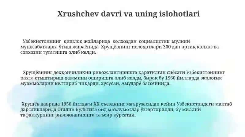 Xrushchev davri va uning islohotlari 3