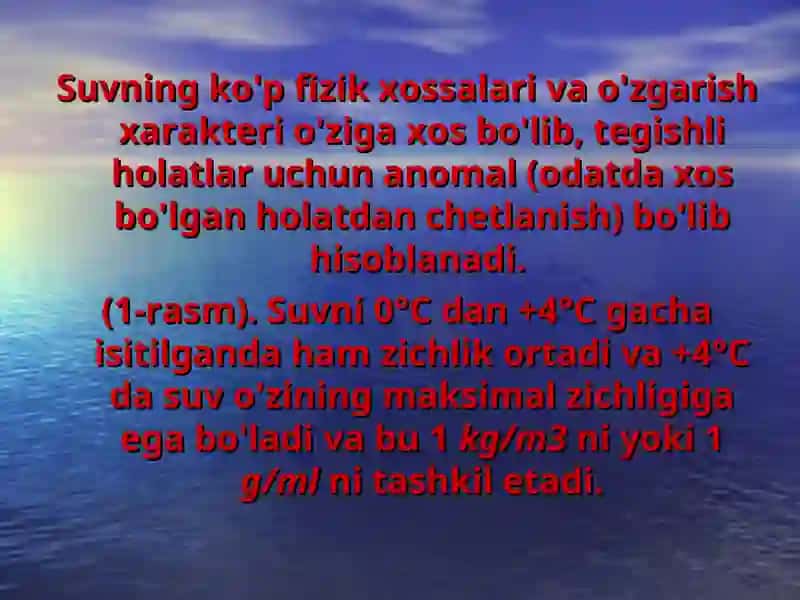 SUVNING FIZIK VA KIMYOVIY XOSSALARI 3