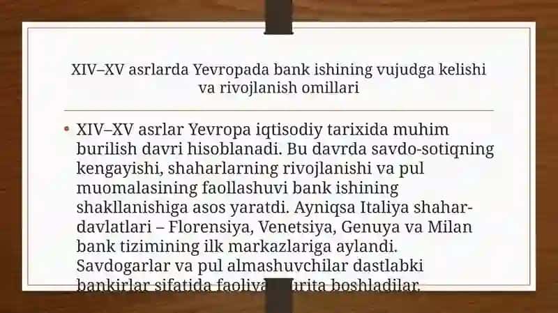 Yevropa mamlakatlarida XIV-XV asrlarda bank ishi 3