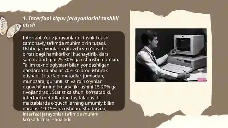 Interfaol o'quv jarayonlarini tashkil etish 3