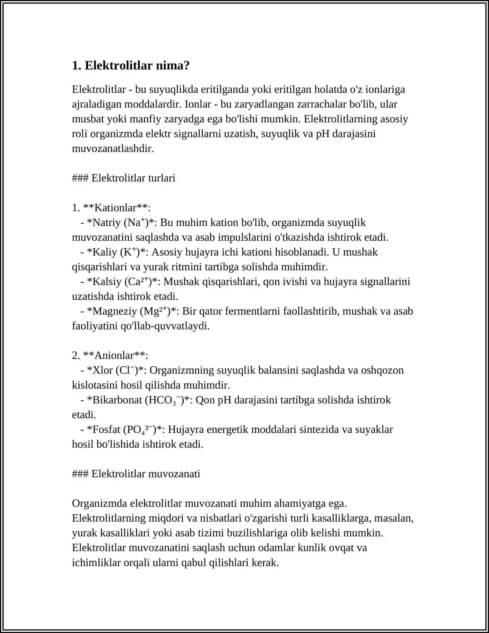 ELEKTROLITLAR GOMEOSTAZI.OSMOS HODISASI 3
